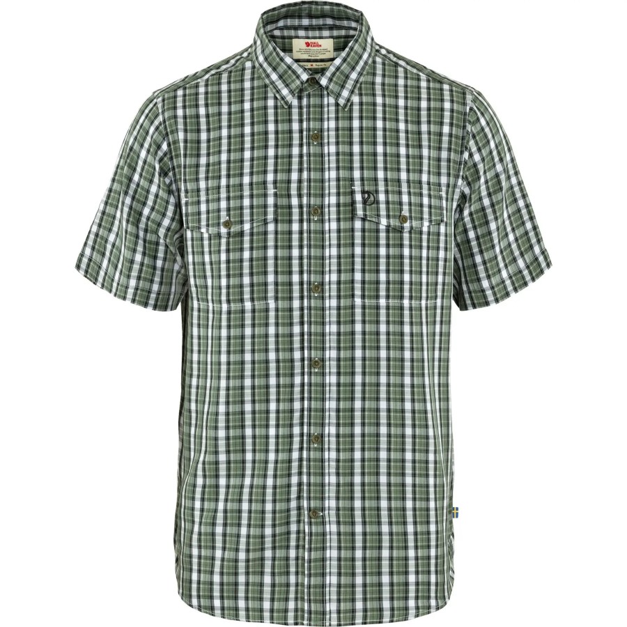 Abisko Cool Shirt Ss M Fjällräven Patina Green-Dark Navy