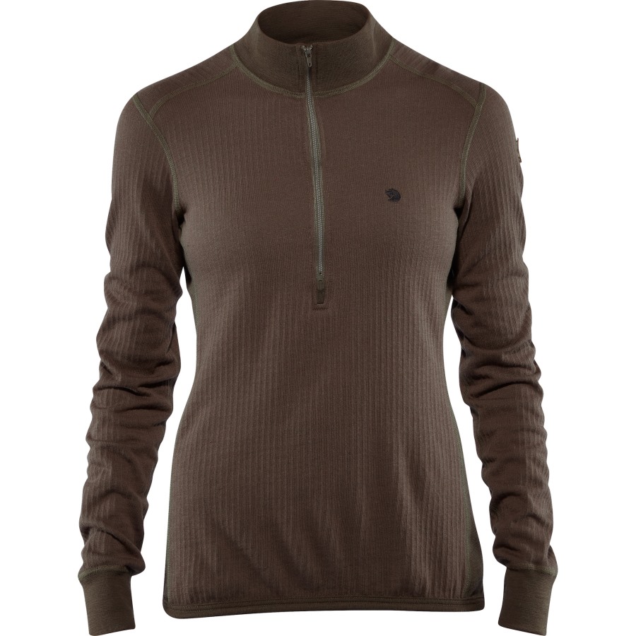 Dark Olive Fjällräven Brand Värmland Woolterry Half Zip W
