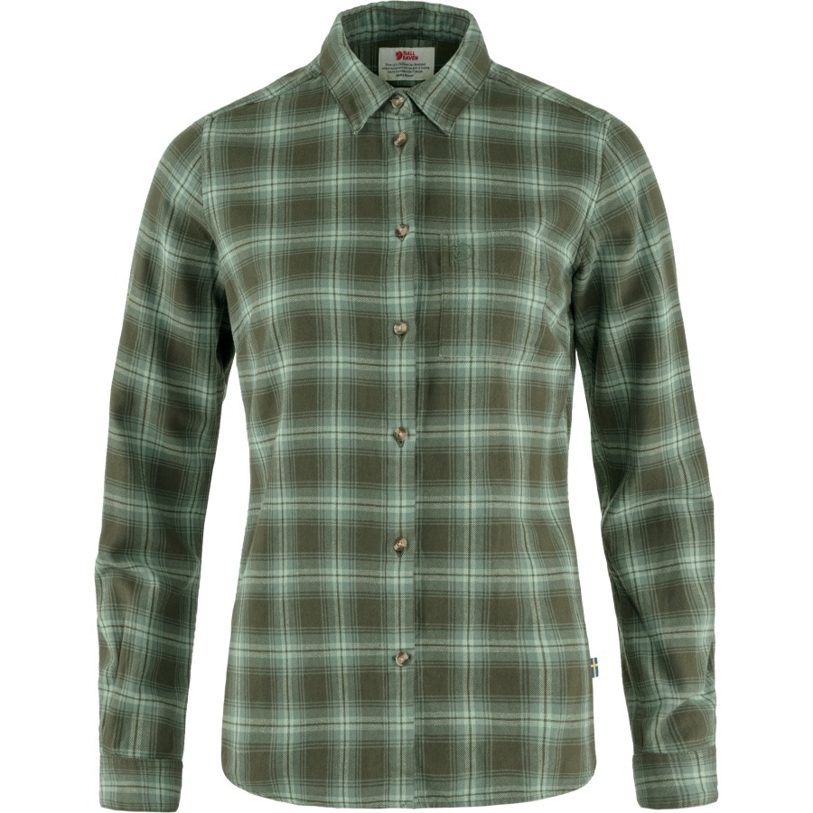 Övik Flannel Shirt W Fjällräven Deep Forest-Patina Green