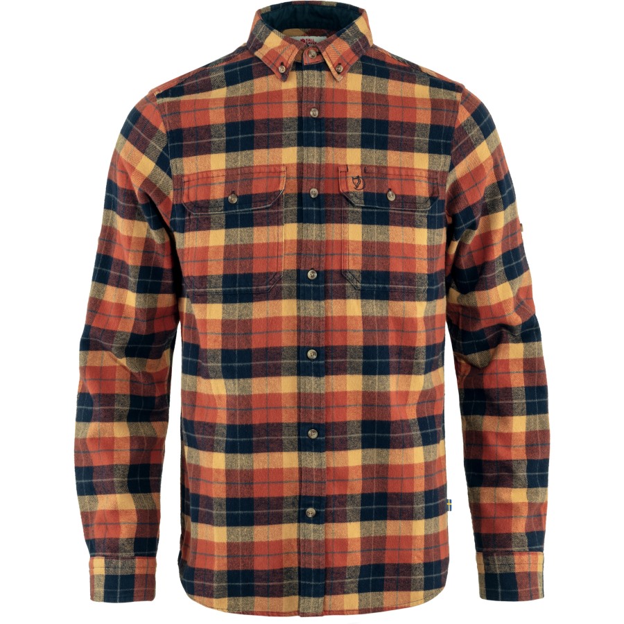 Singi Heavy Flannel Shirt M Autumn Leaf-Dark Navy Fjällräven