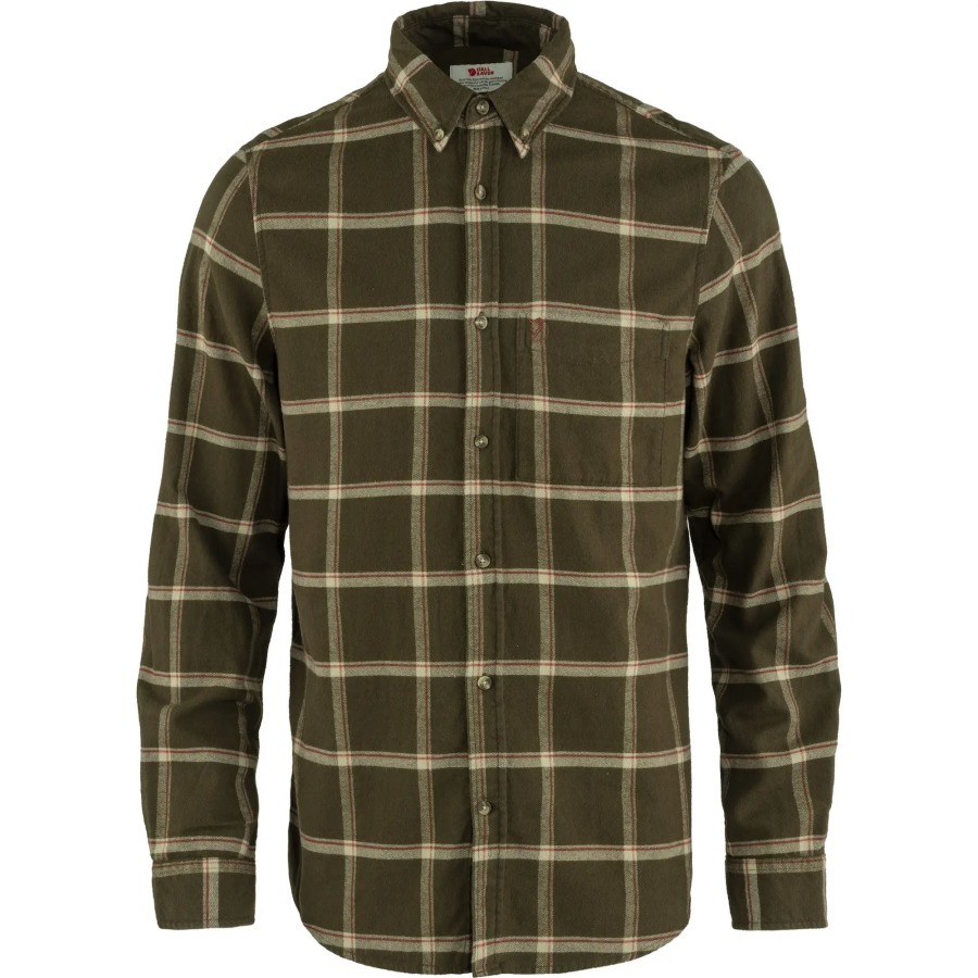 Fjällräven Övik Comfort Flannel Shirt M Dark Olive-Sand Stone