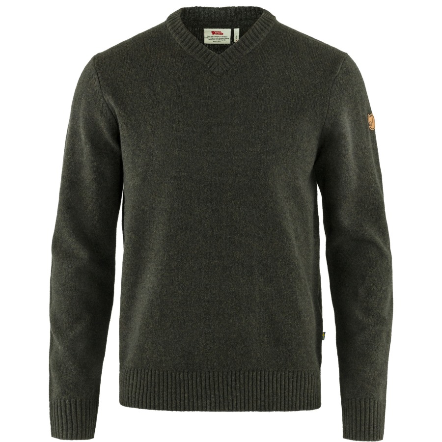 Övik V-Neck Sweater M Dark Olive Fjällräven