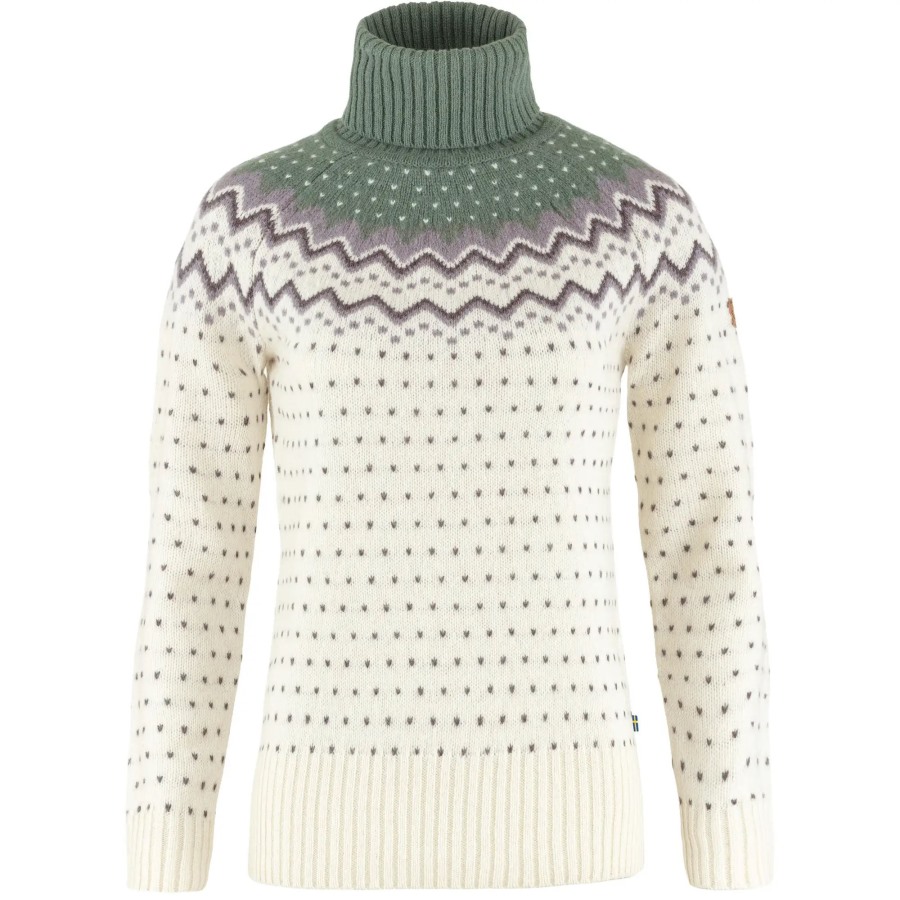 Fjällräven Övik Knit Roller Neck W Chalk White-Patina Green