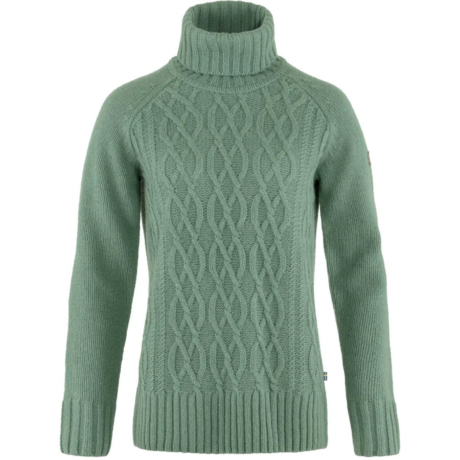 Fjällräven Patina Green Övik Cable Knit Roller Neck W