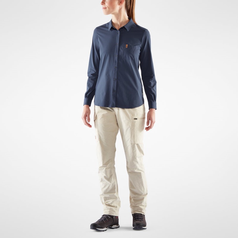 Övik Lite Shirt Ls W - Navy Navy Fjällräven