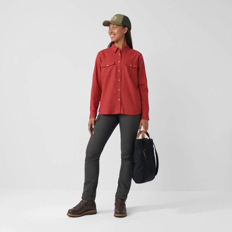Raspberry Red Fjällräven Övik Travel Shirt Ls W