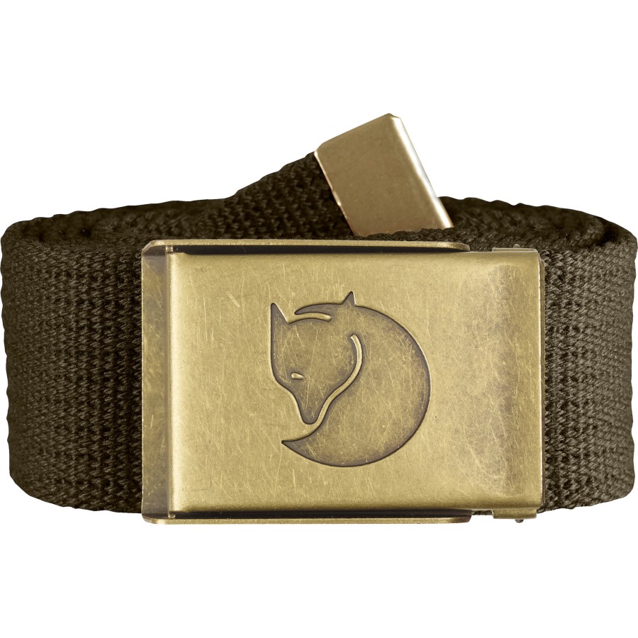 Dark Olive Fjällräven Canvas Brass Belt 4 Cm