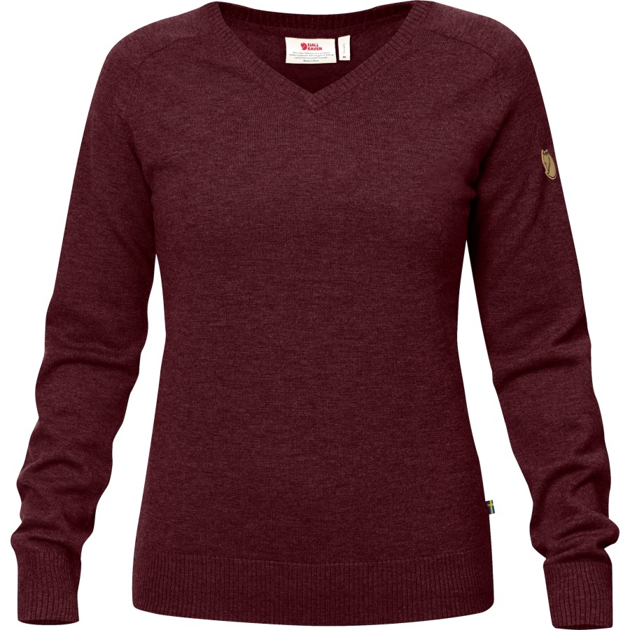 Srmland V-Neck Sweater W Dark Garnet Fjällräven