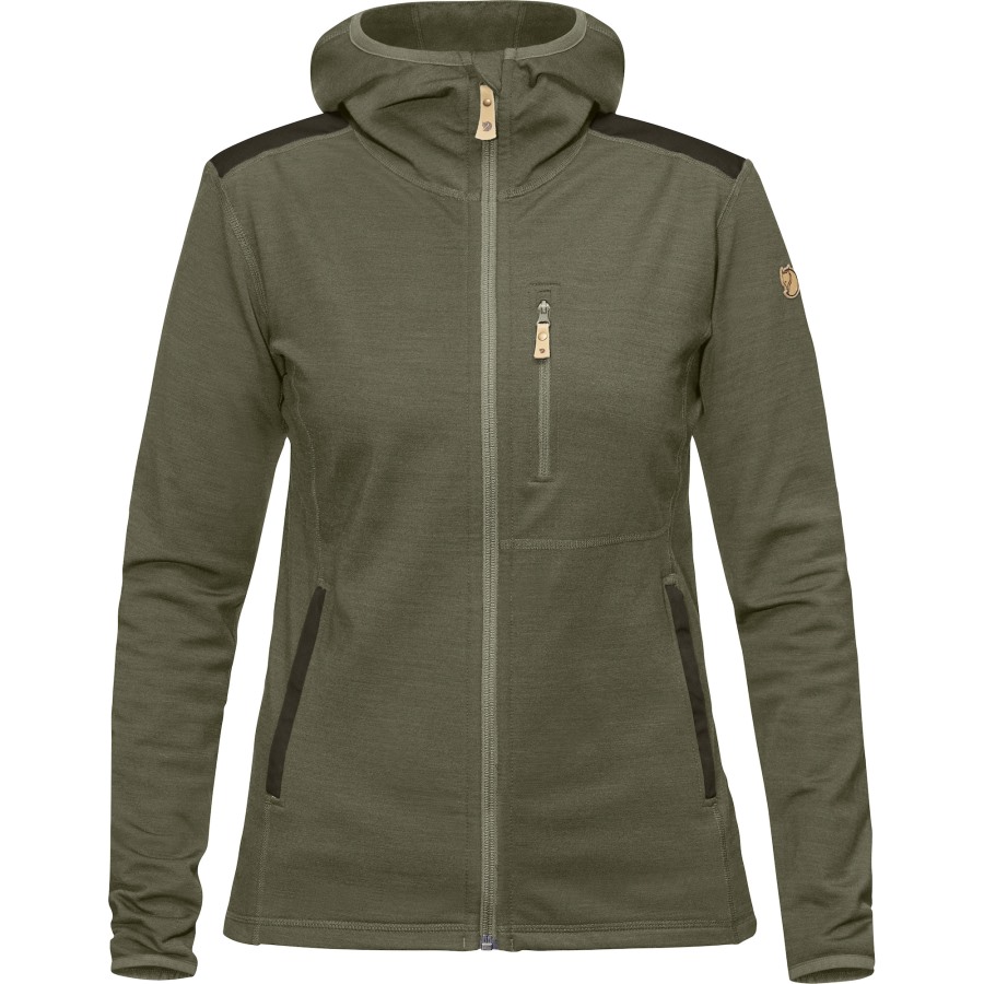 Fjällräven Keb Fleece Hoodie W Laurel Green-Deep Forest