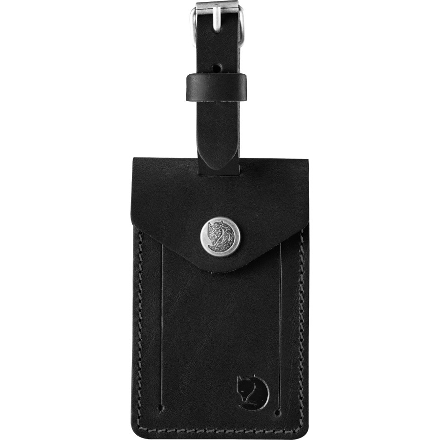 Black Fjällräven Leather Luggage Tag