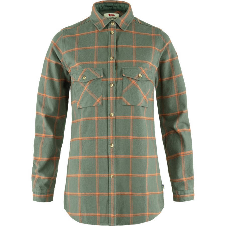 Patina Green-Desert Brown Övik Twill Shirt Ls W Fjällräven