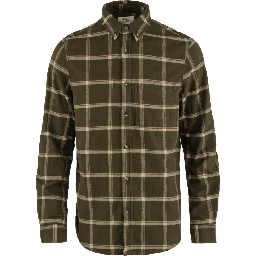 Övik Comfort Flannel Shirt M Dark Olive-Sand Stone Fjällräven