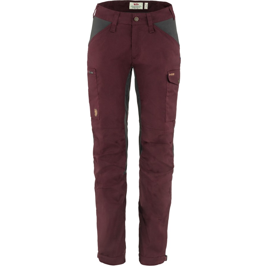 Fjällräven Kaipak Trousers Curved W Dark Garnet-Dark Grey