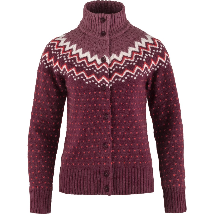 Dark Garnet Fjällräven Övik Knit Cardigan W