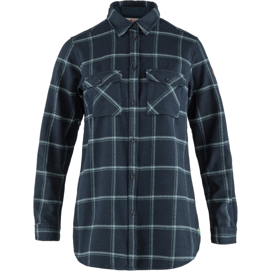 Dark Navy-Steel Blue Fjällräven Övik Twill Shirt Ls W