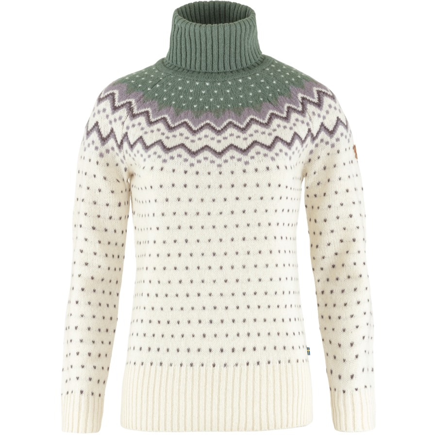 Fjällräven Brand Övik Knit Roller Neck W Chalk White-Patina Green