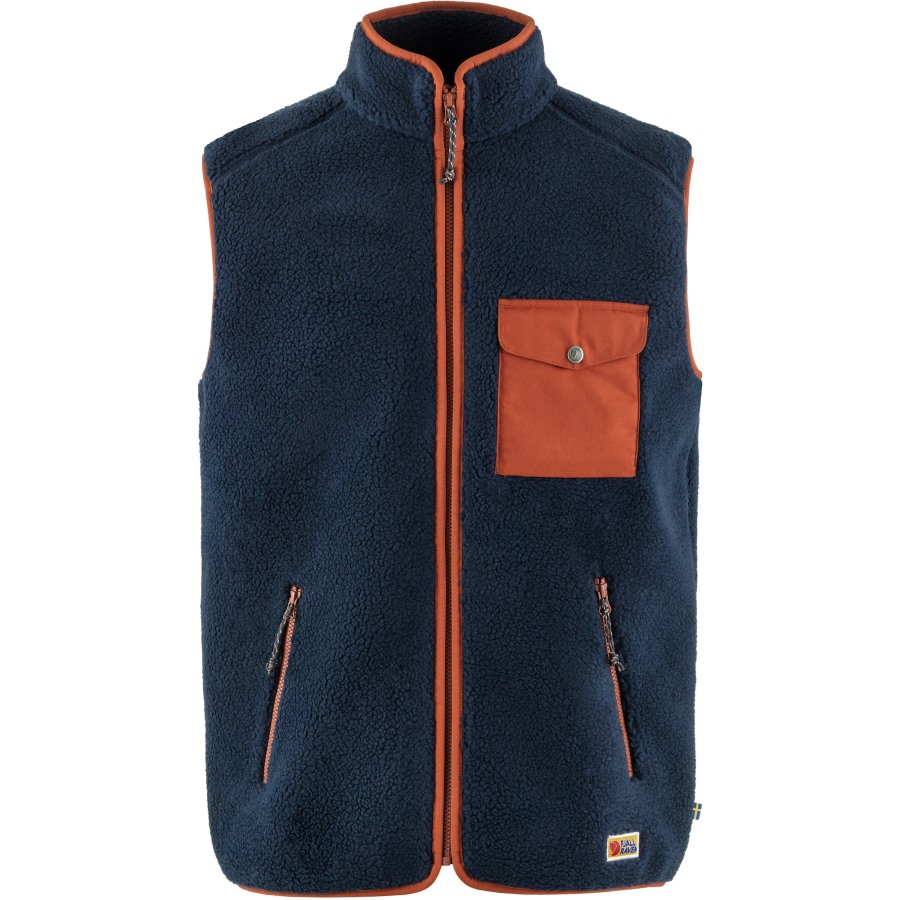 Navy-Autumn Leaf Fjällräven Vardag Pile Fleece Vest M