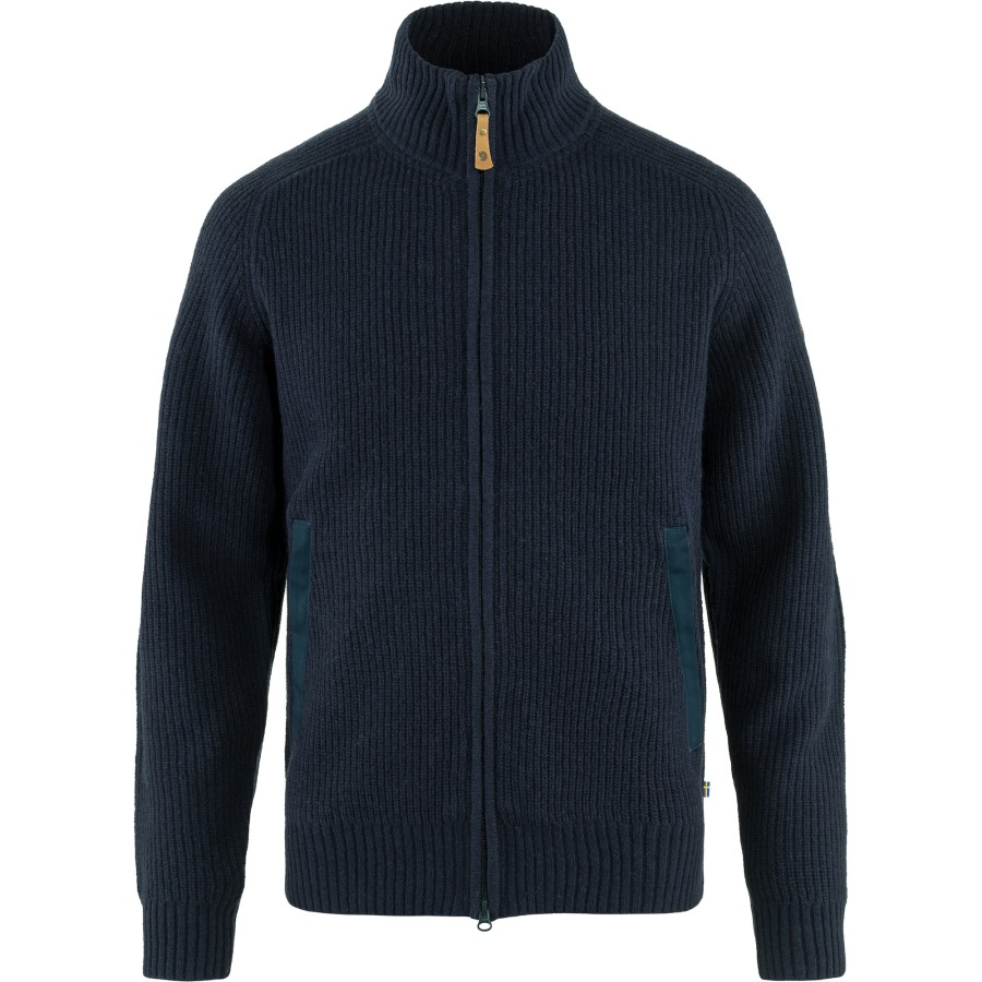 Dark Navy Fjällräven Brand Övik Zip Cardigan Knit M