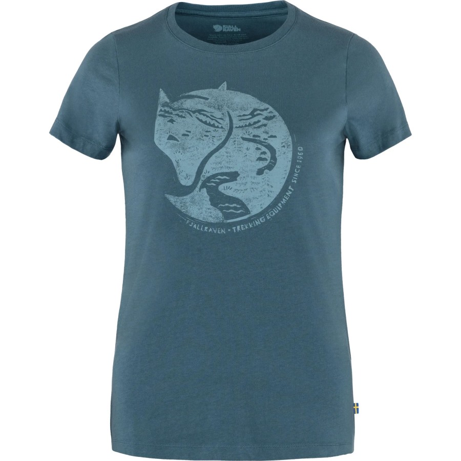 Arctic Fox Print T-Shirt W Fjällräven Indigo Blue