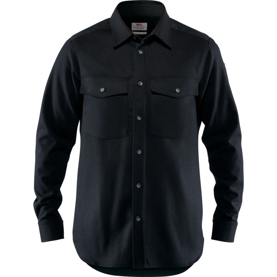 Black Övik Re-Wool Shirt Ls M Fjällräven