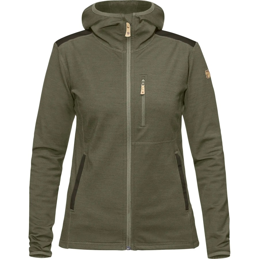 Laurel Green-Deep Forest Keb Fleece Hoodie W Fjällräven