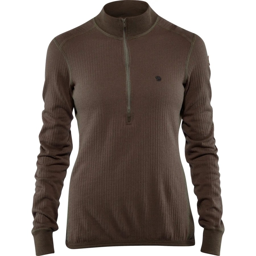 Dark Olive Fjällräven Värmland Woolterry Half Zip W