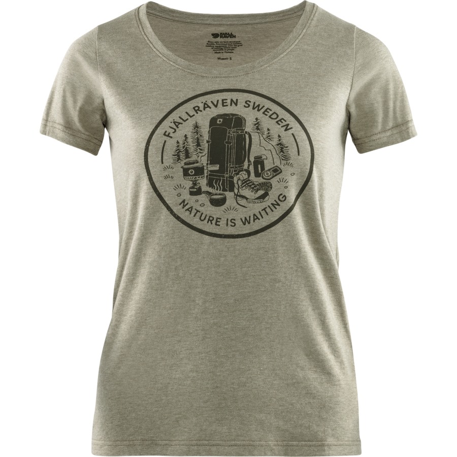 Fikapaus T-Shirt W Fjällräven Light Olive-Melange