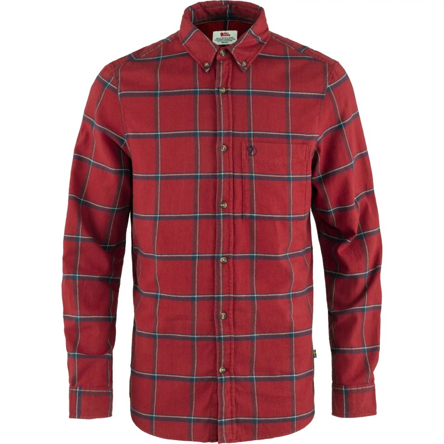Red Oak-Navy Övik Comfort Flannel Shirt M Fjällräven
