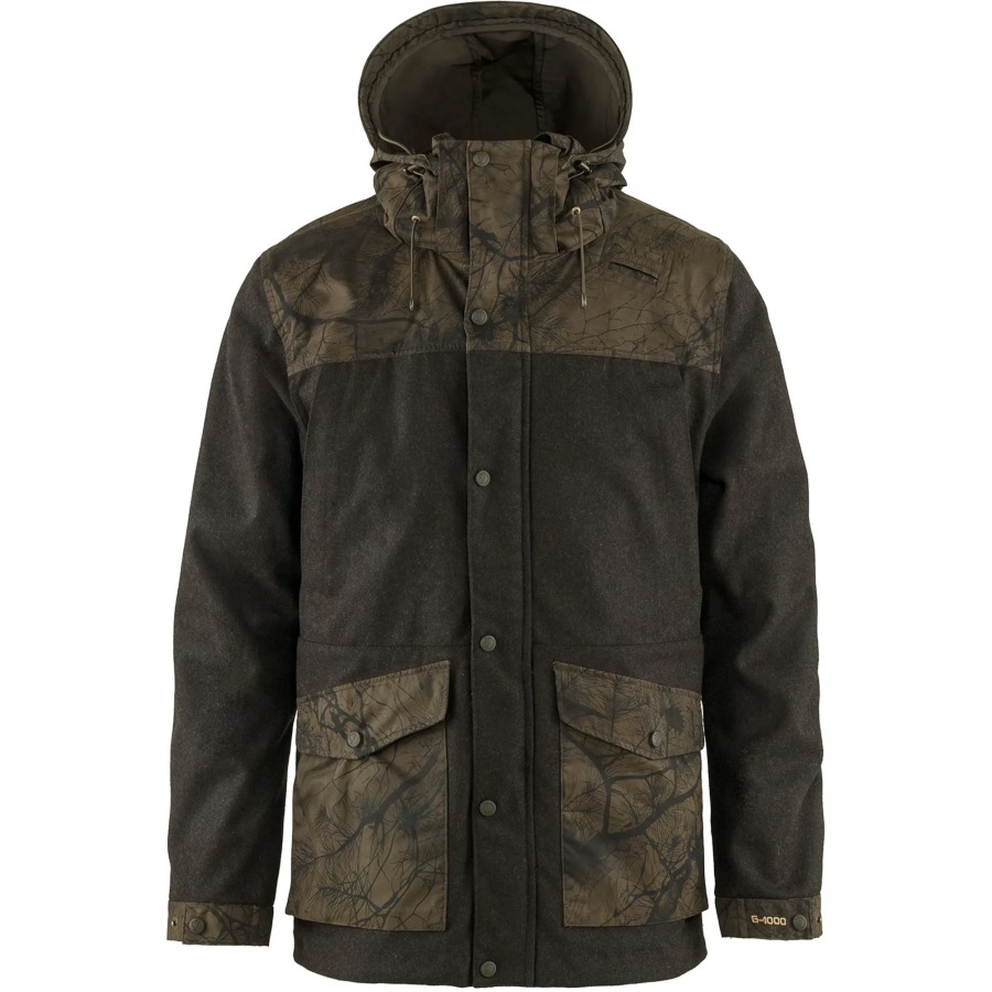 Dark Olive-Dark Olive Camo Fashion Fjällräven Värmland Wool Jacket M