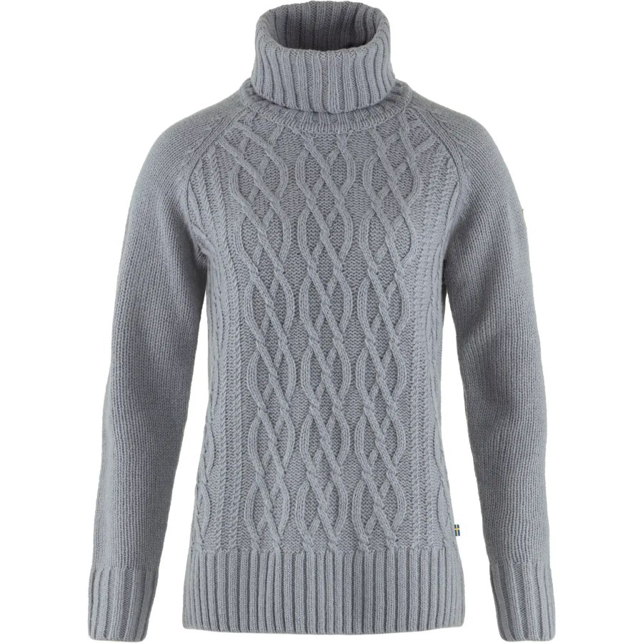 Fjällräven Övik Cable Knit Roller Neck W Flint Grey