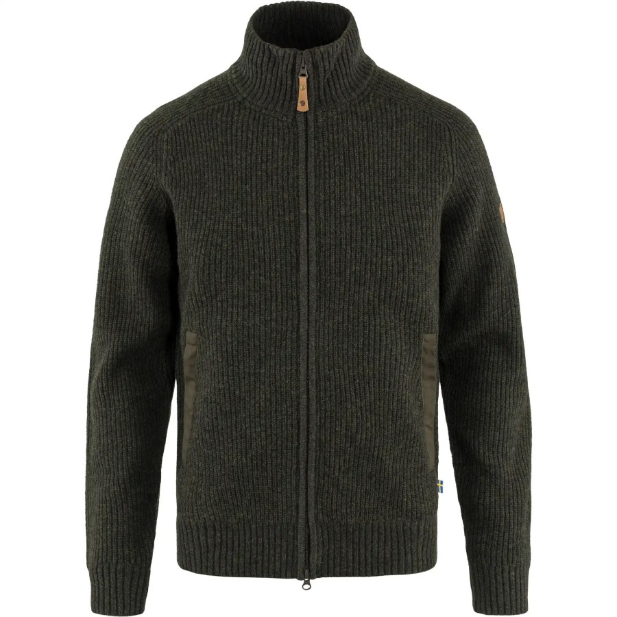 Dark Olive Övik Zip Cardigan Knit M Fashion Fjällräven